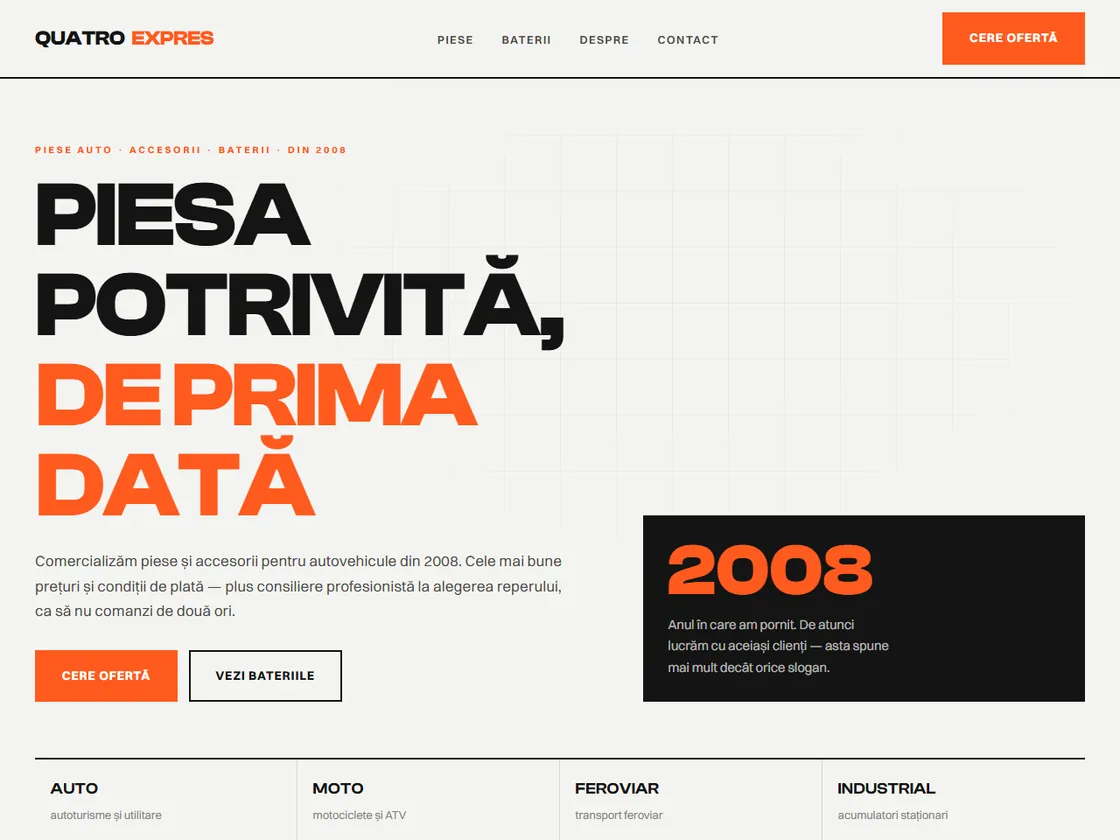 Redesign propus — distribuitor piese auto